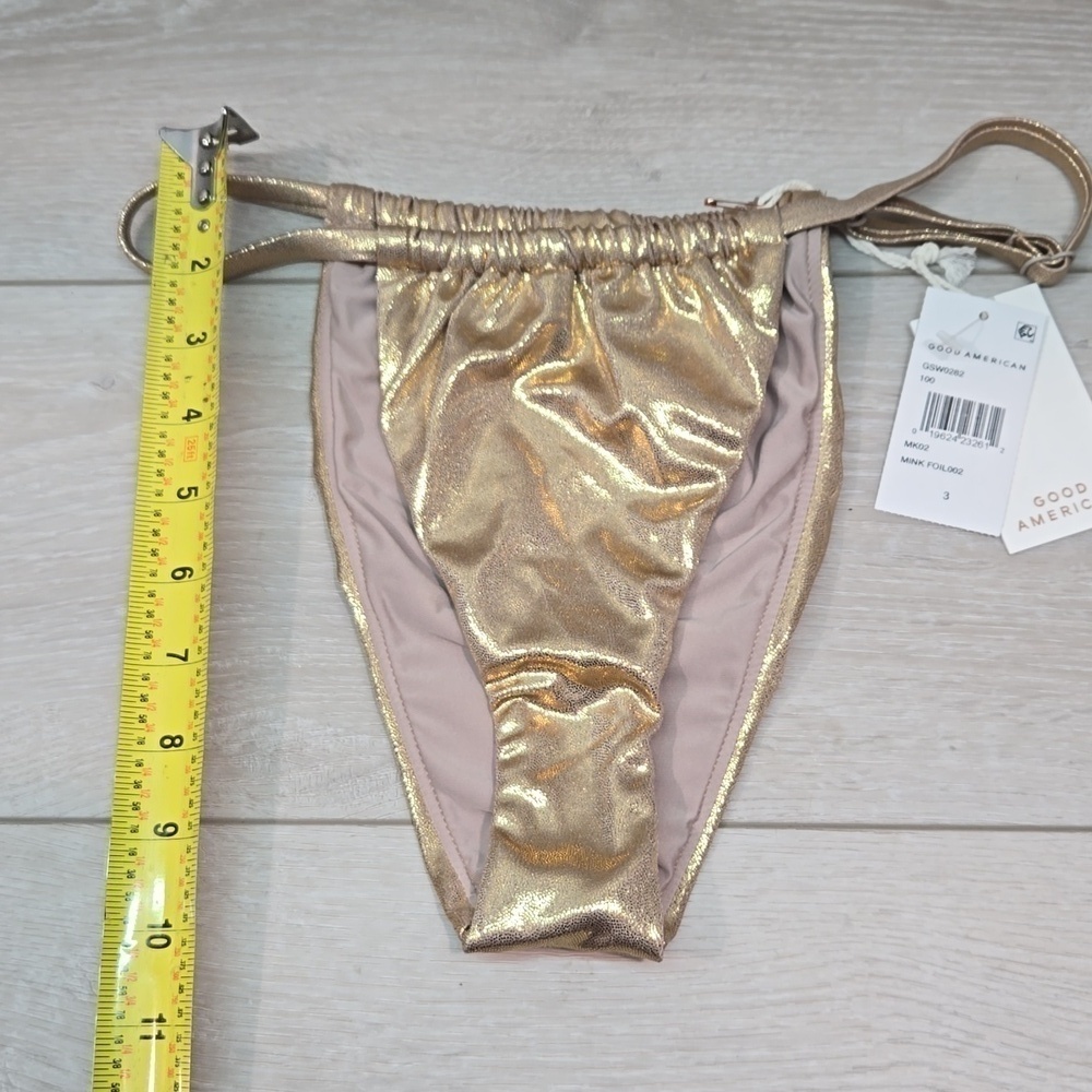 NWT Good American Mink Foil Metallic Swim bottom sz 3/L - Picture 2 of 8
